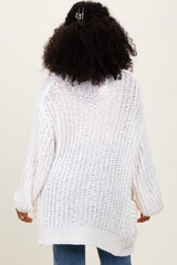 Cream Chunky Knit Oversized Pocket Cardigan