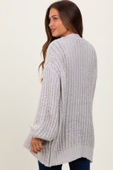 Heather Grey Chunky Knit Oversized Maternity Pocket Cardigan