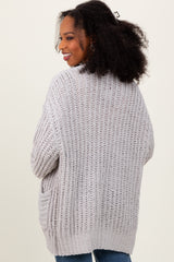 Heather Grey Chunky Knit Oversized Pocket Cardigan