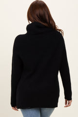 Black Basic Ribbed Turtle Neck Sweater