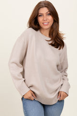 Beige Soft Knit Basic Sweater