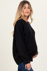 Black Soft Knit Basic Maternity Sweater