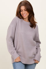 Grey Soft Knit Basic Maternity Sweater