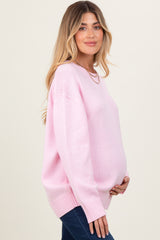 Light Pink Soft Knit Basic Maternity Sweater