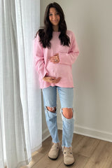 Light Pink Soft Knit Basic Maternity Sweater