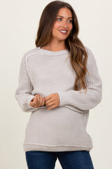 Grey Basic Chunky Knit Maternity Sweater