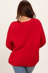 Red Basic Chunky Knit Sweater