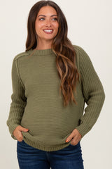 Olive Basic Chunky Knit Maternity Sweater