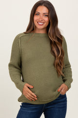 Olive Basic Chunky Knit Maternity Sweater