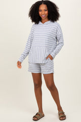 Heather Grey Cozy Striped Ribbed Two-Piece Maternity Lounge Set