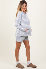 Heather Grey Cozy Striped Ribbed Two-Piece Maternity Lounge Set