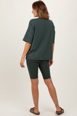 Hunter Green Oversized Short Sleeve Biker Short Set