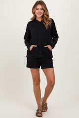 Black Hoodie Shorts Set