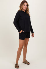 Black Hoodie Shorts Set