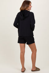 Black Hoodie Shorts Set