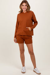 Rust Hoodie Shorts Set