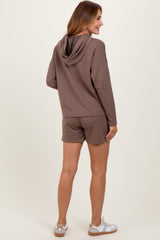 Brown Hoodie Shorts Set