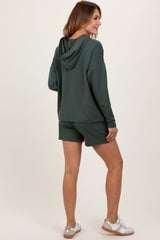 Forest Green Hoodie Shorts Set