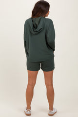 Forest Green Hoodie Shorts Maternity Set