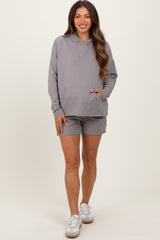 Mocha Hoodie Shorts Maternity Set