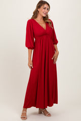 Red Glitter V-Neck Maxi Dress