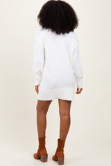 Ivory Turtle Neck Mini Sweater Dress