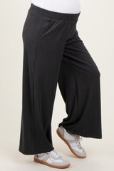 Black Brushed Knit Wide Leg Maternity Pants