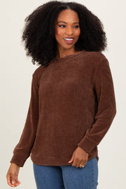 Brown Chenille Knit Sweater