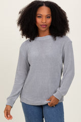 Heather Grey Chenille Knit Maternity Sweater