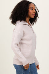 Beige Half Zip Pullover Sweater