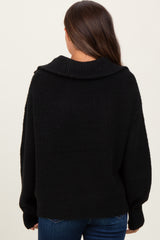 Black Half Zip Maternity Pullover Sweater