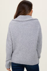 Heather Grey Half Zip Maternity Pullover Sweater