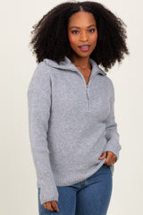 Heather Grey Half Zip Pullover Sweater