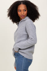 Heather Grey Half Zip Pullover Sweater