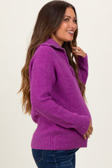 Plum Half Zip Maternity Pullover Sweater