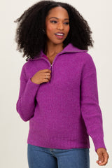 Plum Half Zip Maternity Pullover Sweater