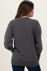 Black Vintage Wash French Terry Maternity Pullover