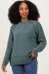 Light Olive Raglan Knit Maternity Sweater