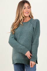 Light Olive Raglan Knit Maternity Sweater