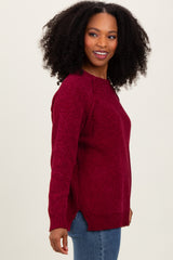 Burgundy Raglan Knit Sweater