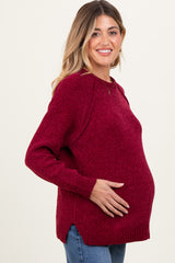 Burgundy Raglan Knit Maternity Sweater