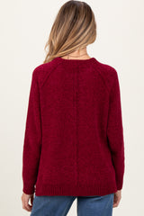 Burgundy Raglan Knit Maternity Sweater