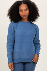 Blue Raglan Knit Sweater