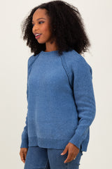 Blue Raglan Knit Sweater