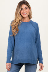 Blue Raglan Knit Maternity Sweater