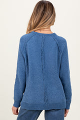 Blue Raglan Knit Maternity Sweater