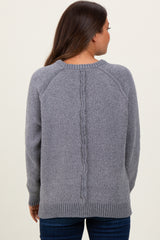 Heather Grey Raglan Knit Maternity Sweater