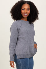 Heather Grey Raglan Knit Sweater