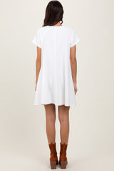 Ivory French Terry Basic Short Sleeve Mini Dress