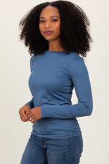 Blue Basic Long Sleeve Top